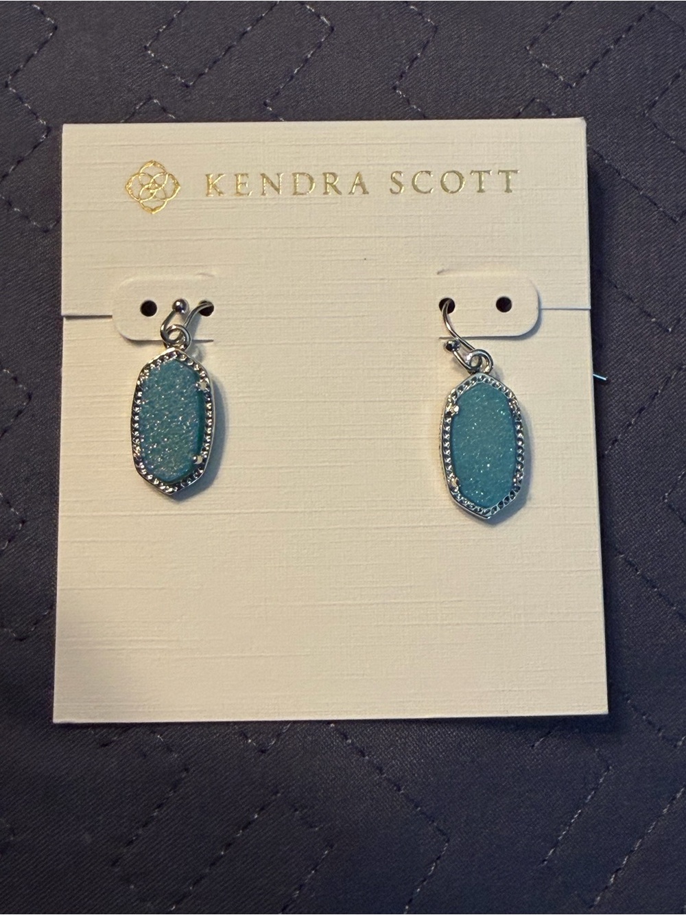 Kendra Scott Blue Drusy Drop Earrings - Silver - New